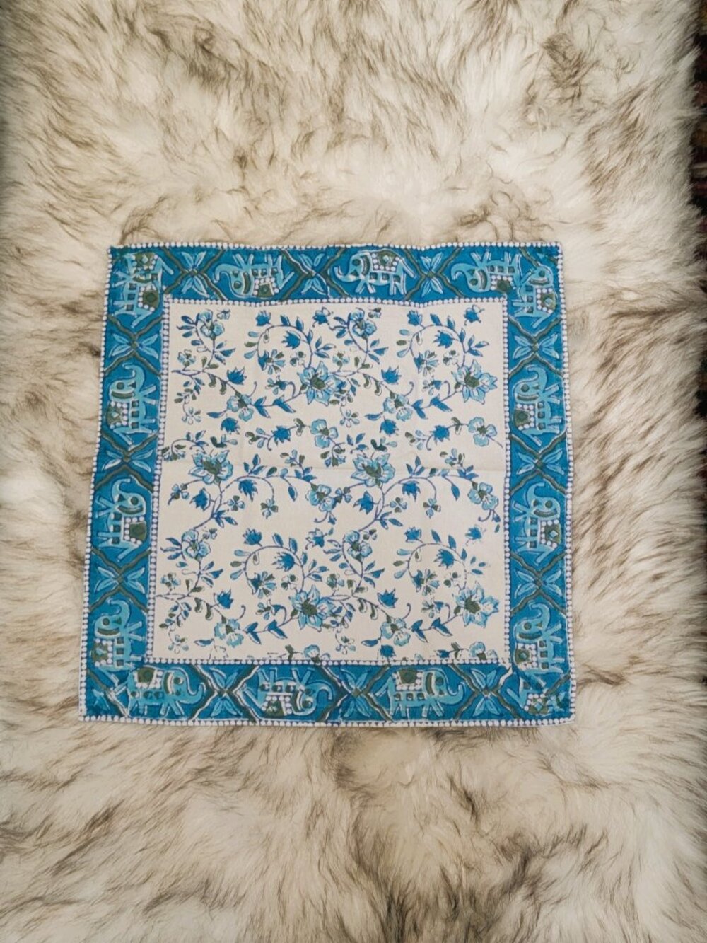 Handcrafted Block-Print Napkins (6) Boho Global Chic - Picture 2 of 4